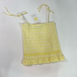 Summery Celine String Top Womens Medium Yellow Stiles Smocked String Straps NEW